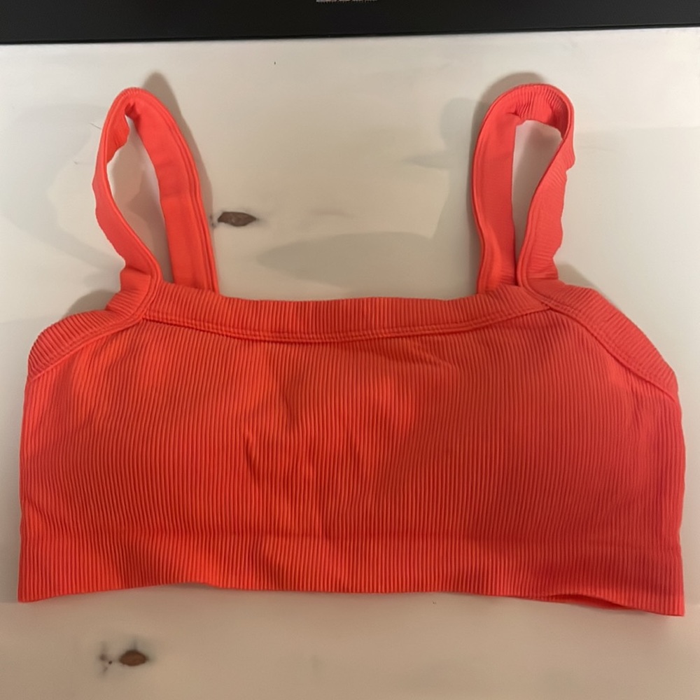 a coral sports bra